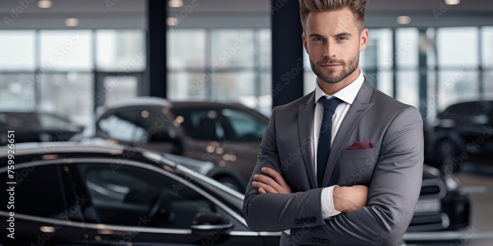 male manager in a car dealership portrait Generative AI
