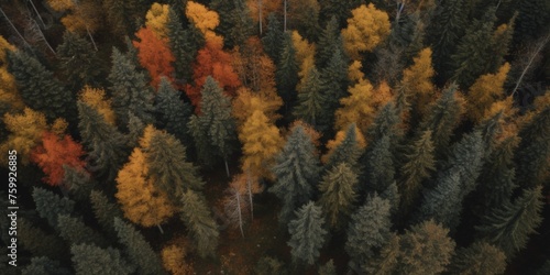 autumn forest bird s eye view Generative AI