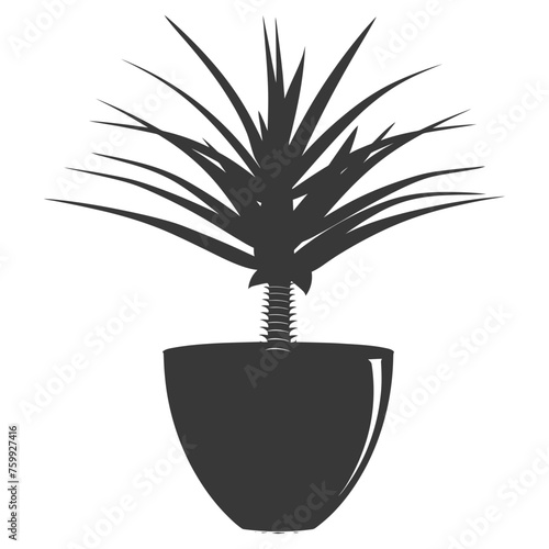 Silhouette Aloe vera tree in the vase black color only