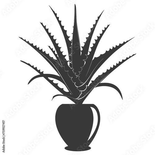 Silhouette Aloe vera tree in the vase black color only