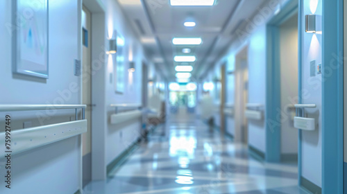 Abstract Hospital Corridor, Blurred Medical Background