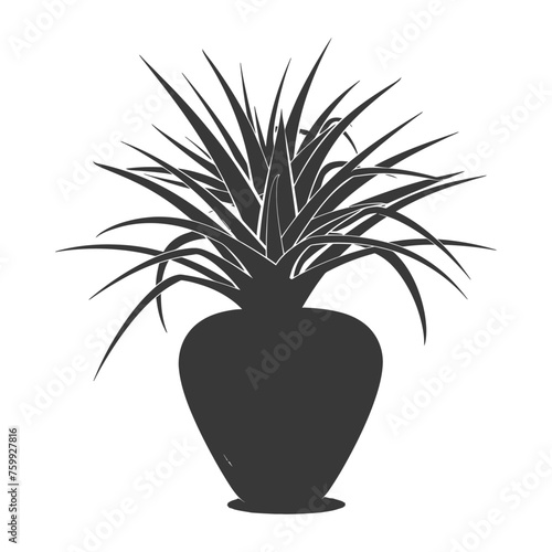 Silhouette Aloe vera tree in the vase black color only