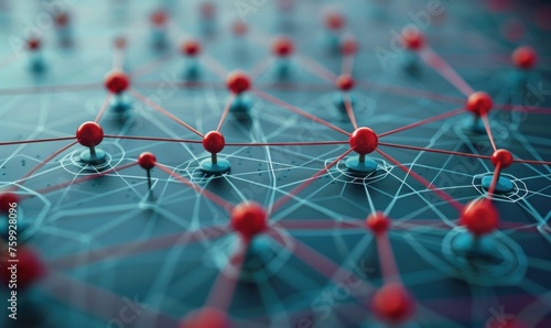 Detailed visualization of interconnected nodes in a network map