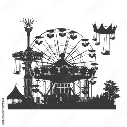 Silhouette Amusement Park Rides black color only