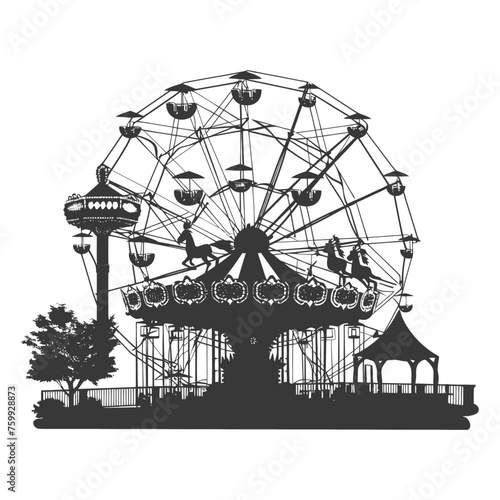 Silhouette Amusement Park Rides black color only