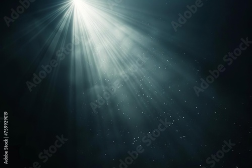 Spotlight with dramatic lens flare Casting beams across a mysterious dark void photo