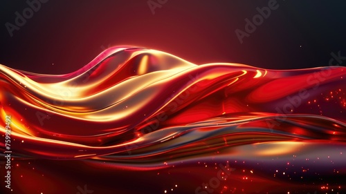 The abstract picture of the two colours of red and gold colours that has been created form of the waving shiny smooth satin fabric that curved and bend around in this beauty abstract picture. AIGX01.