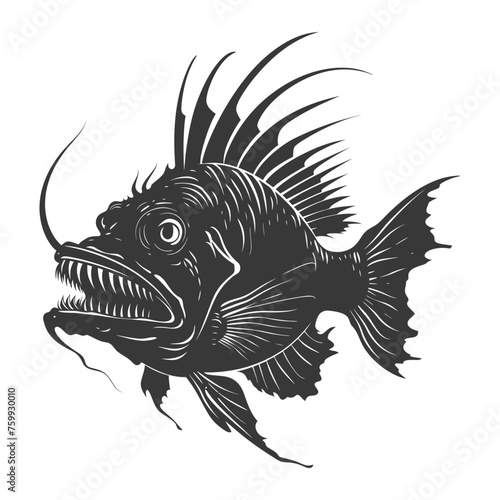 Silhouette Anglerfish Fish Animal from deep sea black color only © NikahGeh