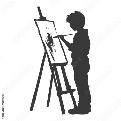 Silhouette artist boy painting in action black color only © NikahGeh