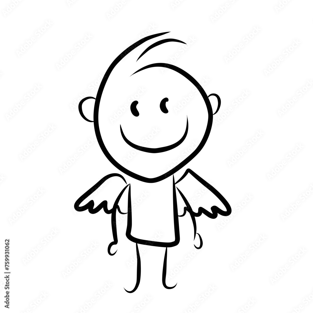 Angel and devil illustration outline Angel and devil illustration outline