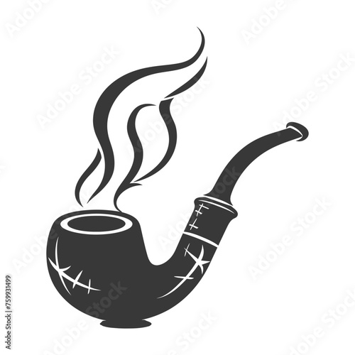Silhouette a smoking pipe black color only