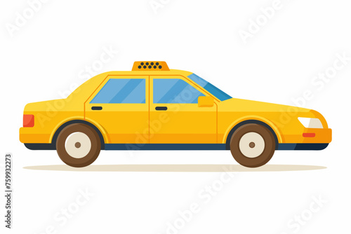 yellow pickup truck, clear flat vector illustration artwork