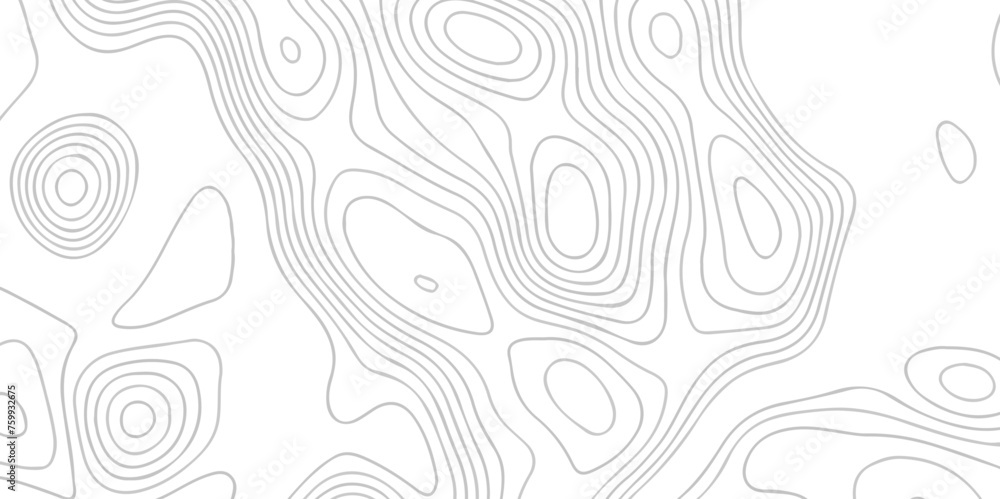 Topographic map background geographic line map with seamless ornament design. The black on white contours vector topography stylized height of the lines map. - obrazy, fototapety, plakaty 