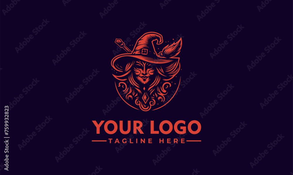 Witch logo vector hat wizard business identity