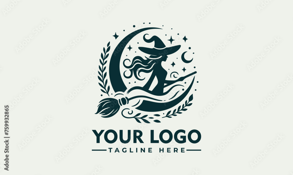 Witch logo vector hat wizard business identity