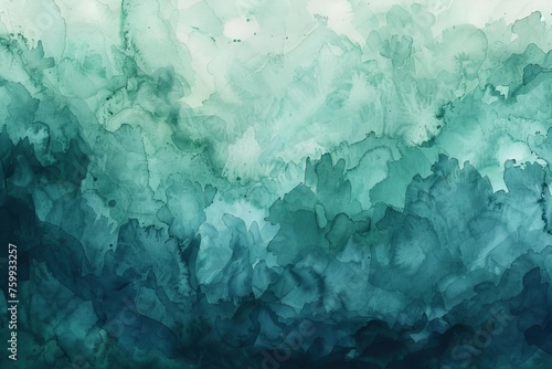 Tranquil watercolor blend of teal and green hues Creating a fluid and organic texture