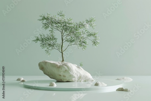 Illustrate the concept of oligotrophic environments with a minimalist composition, 3D render photo