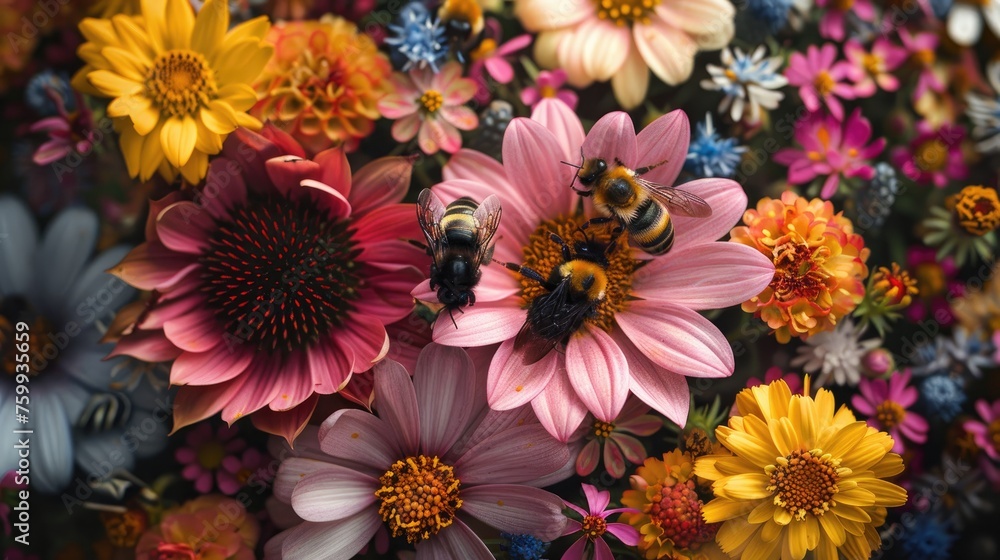 The flower is being pollinated by a bee. The flower is being pollinated by a bee.
