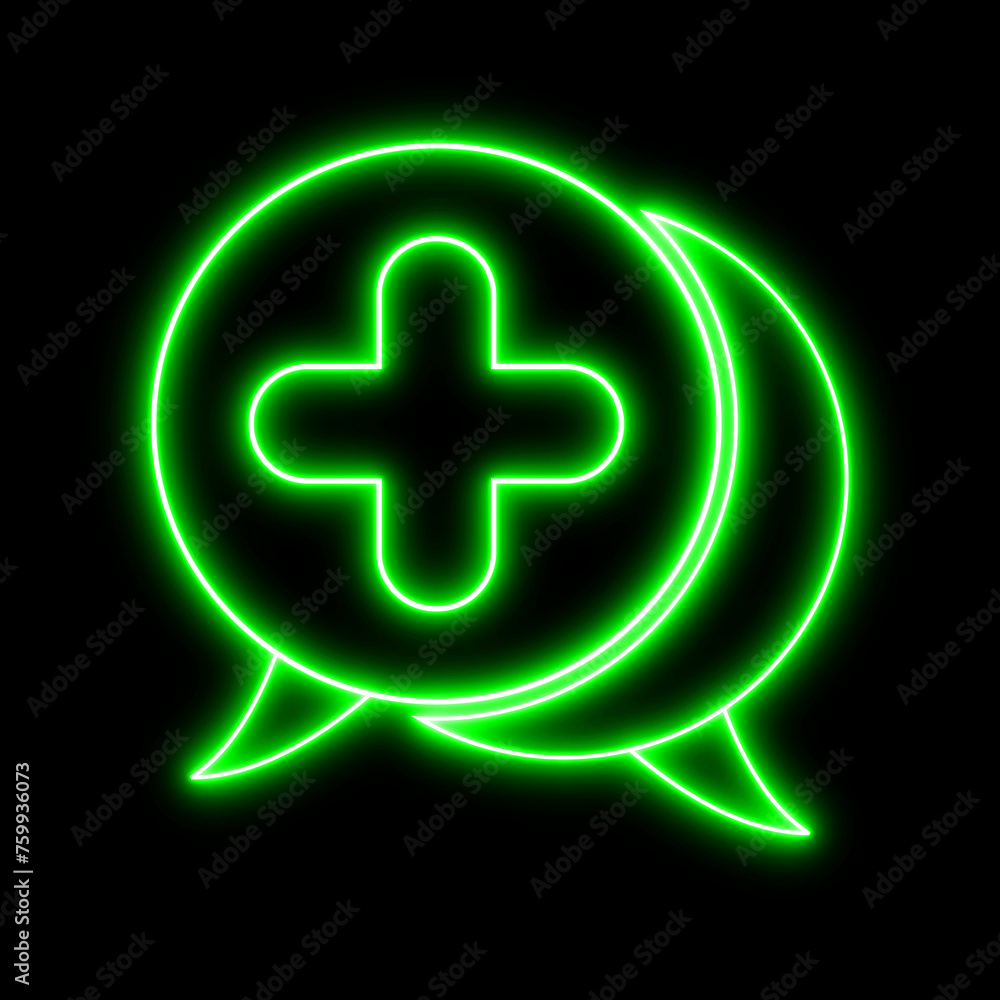 Glowing neon line Dialogue with the doctor icon