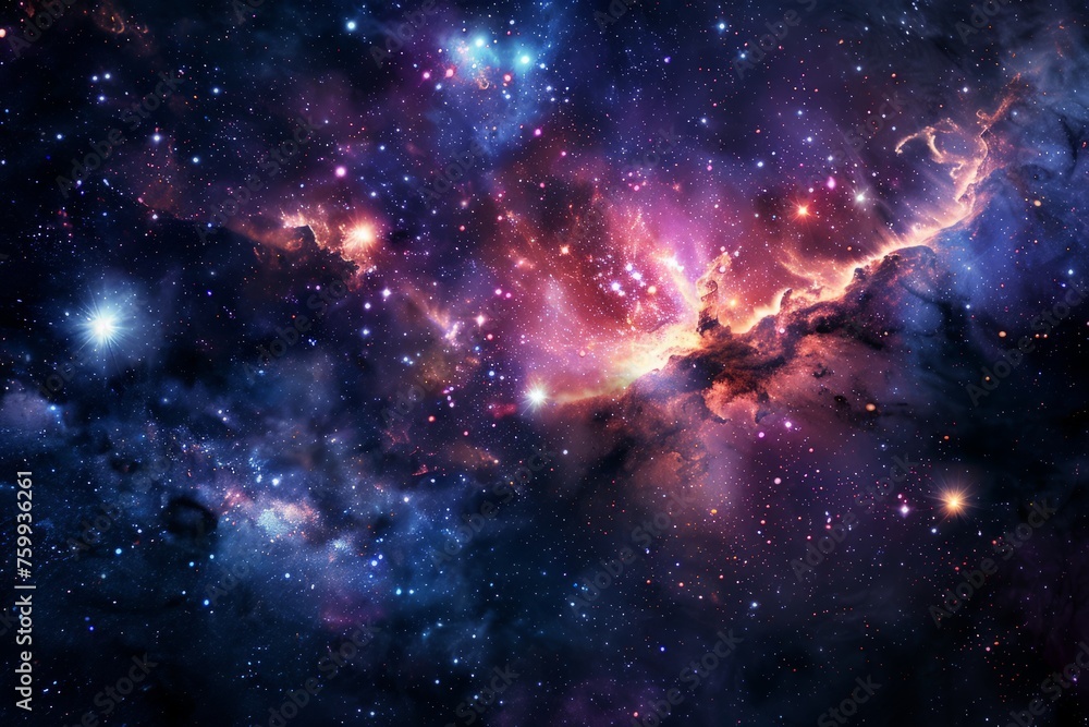 An expanse of space filled with vibrant colors and countless stars shining brightly.