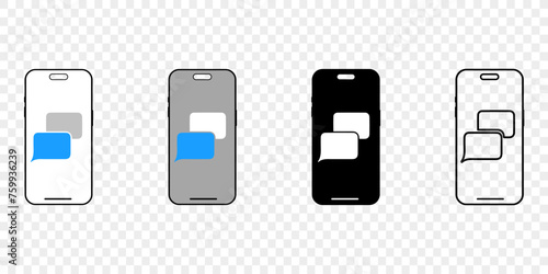 Speech bubble in phone. Chat on your phone. Raise the speech bubble icon. vector eps10