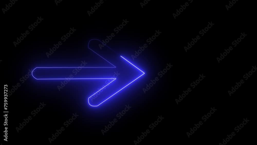 Abstract directional neon arrow icon animation. Abstract directional neon arrow icon animation.