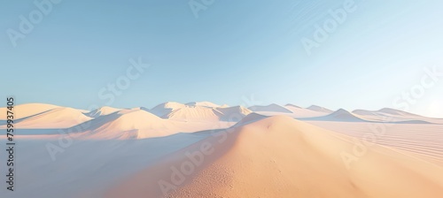 Tranquil desert landscape with sand dunes and clear horizon, ideal for text placement