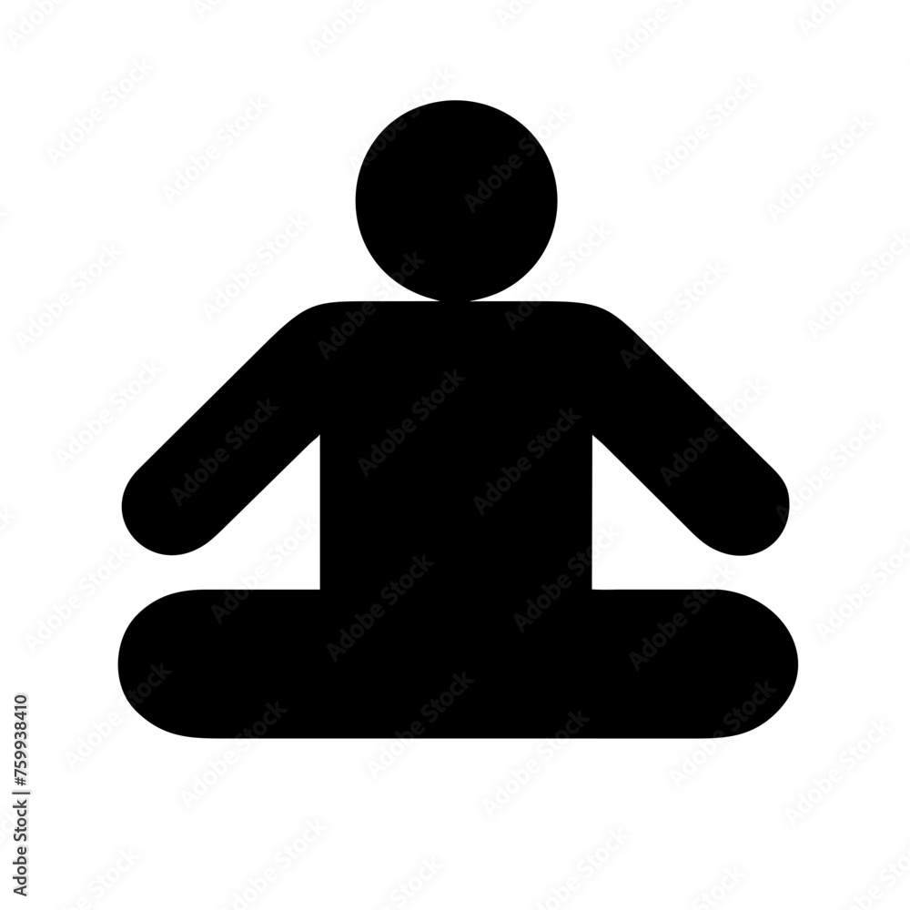 minimalist simple silhouette of a person in yoga, meditation pose icon vector illustration graphic