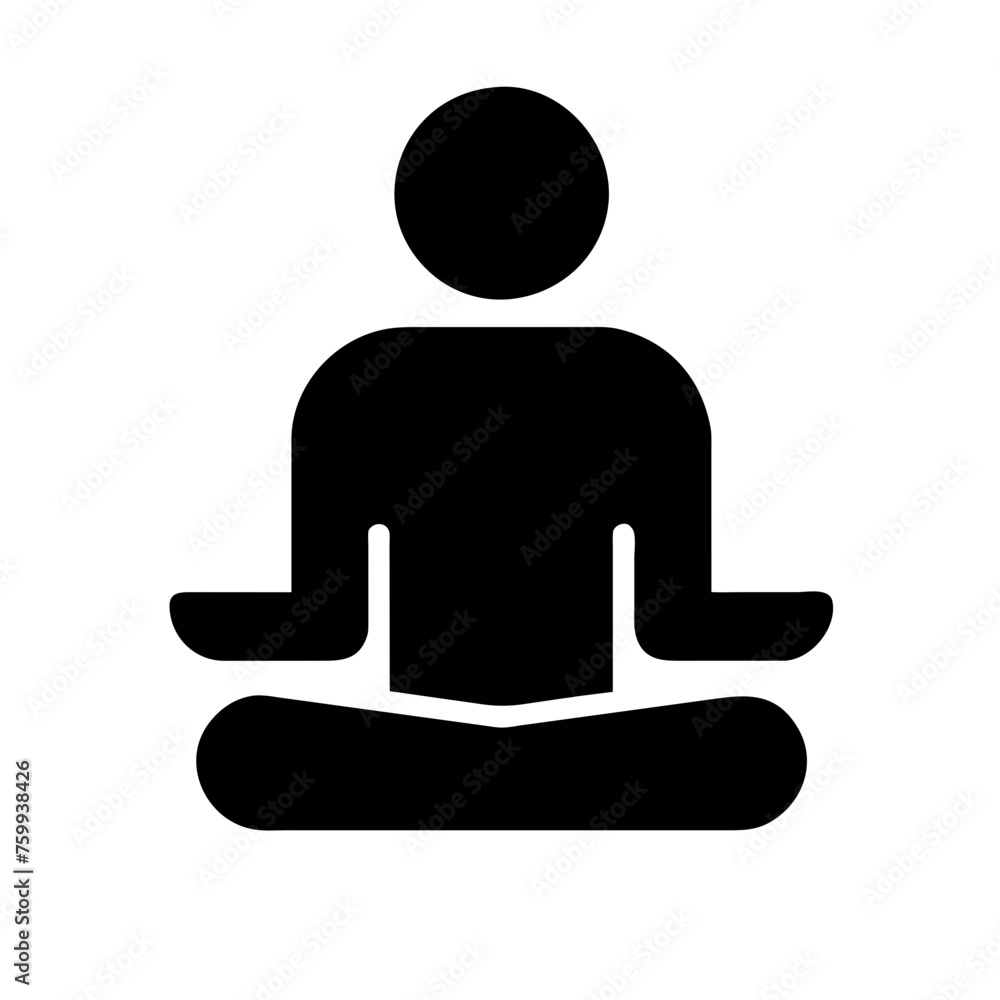 minimalist simple silhouette of a person in yoga, meditation pose icon vector illustration graphic