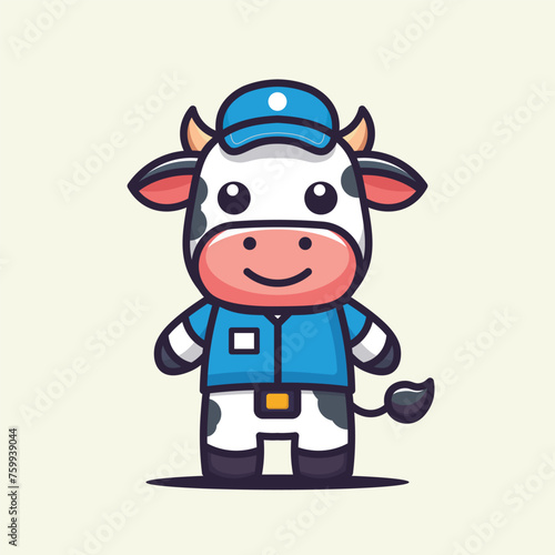 Cute delivery cow cartoon illustration