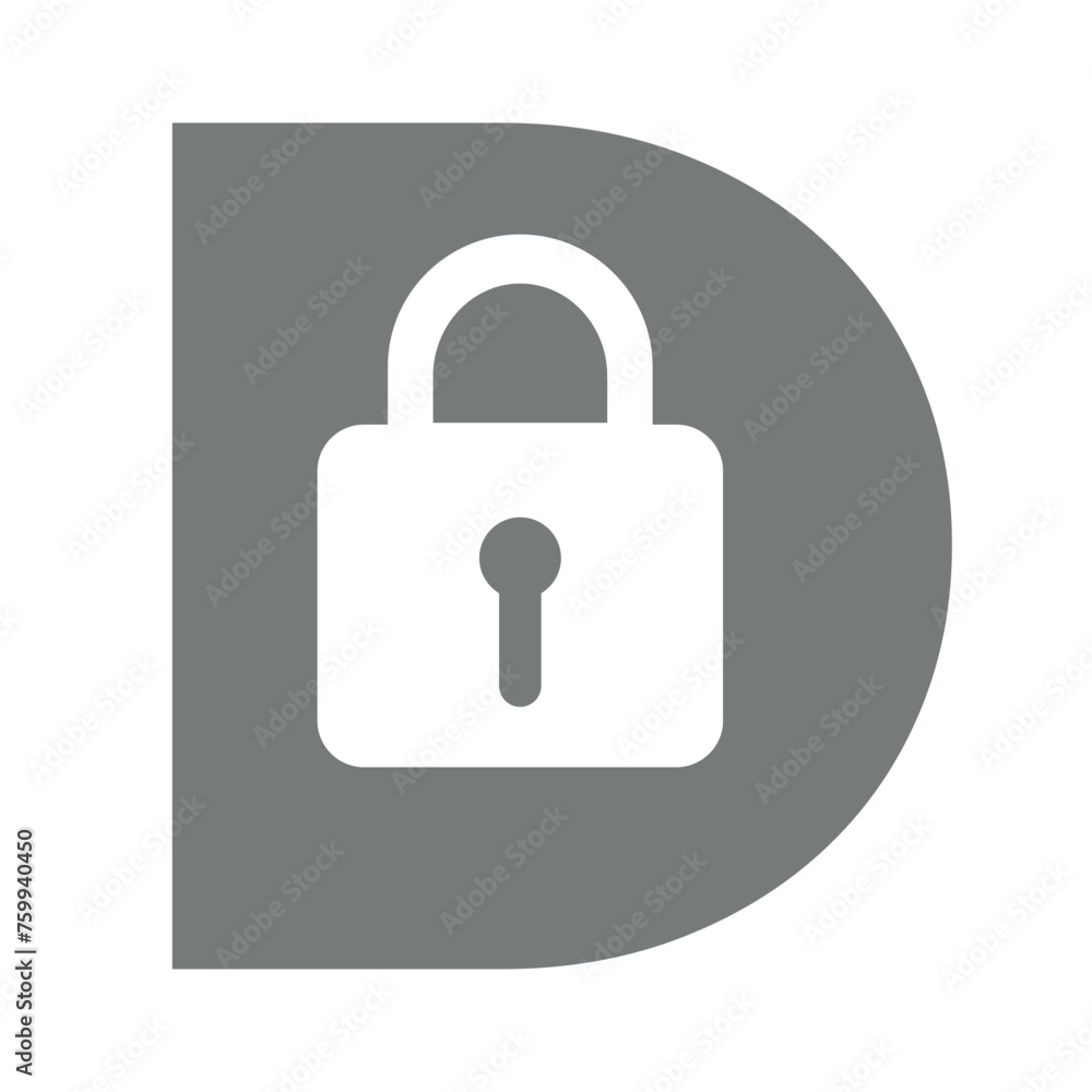 lock logo combine with letter D vector template lock logo combine with letter D vector template