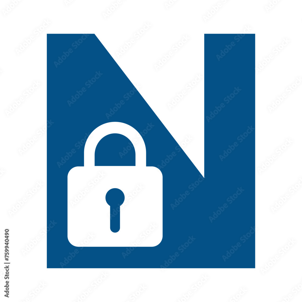 lock logo combine with letter N vector template lock logo combine with letter N vector template