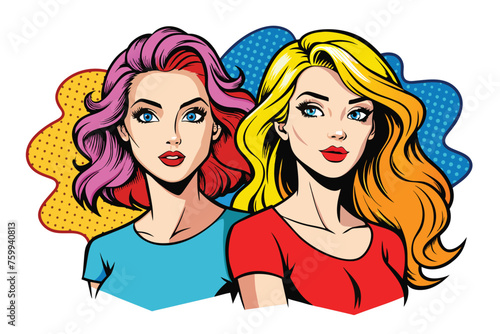 comic style pop art girls vector design 11.eps