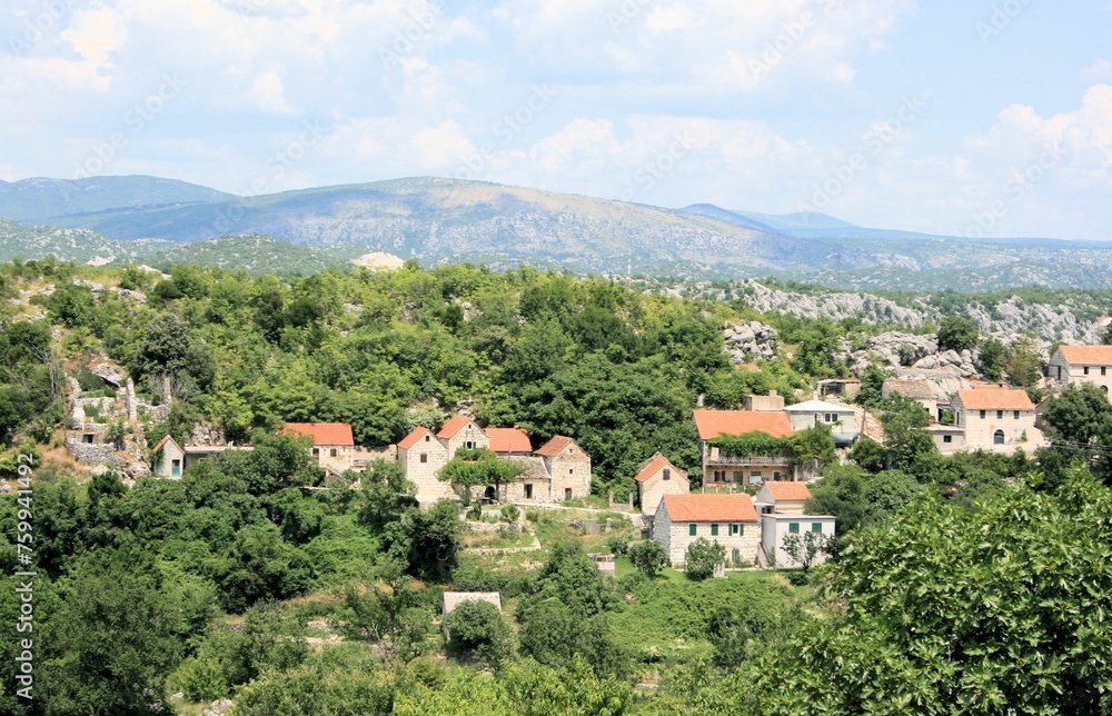 view in the valley of the Cetina river near Omis, Croatia