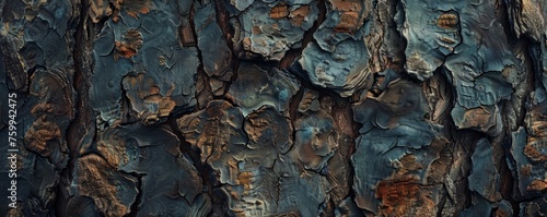 Detailed view of the rough and textured bark of a tree, showing intricate patterns and natural imperfections.