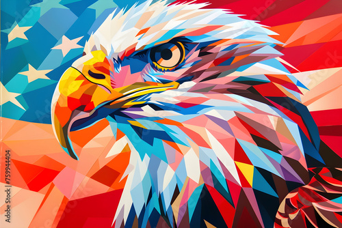 american flag with bald eagle