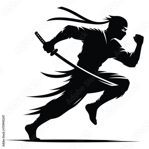 ninja silhouette illustrations on isolated background	