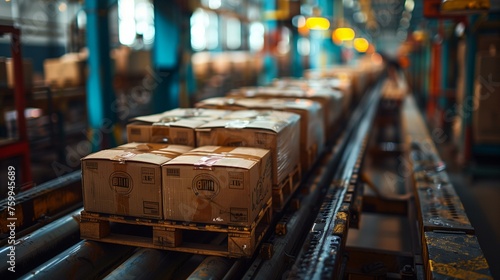 Conveyor Belt in Industrial Warehouse