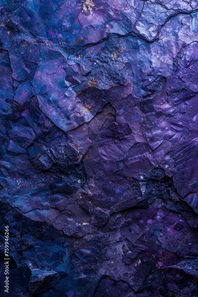 Detailed view of a purple and blue rock showing its unique color combination and texture.