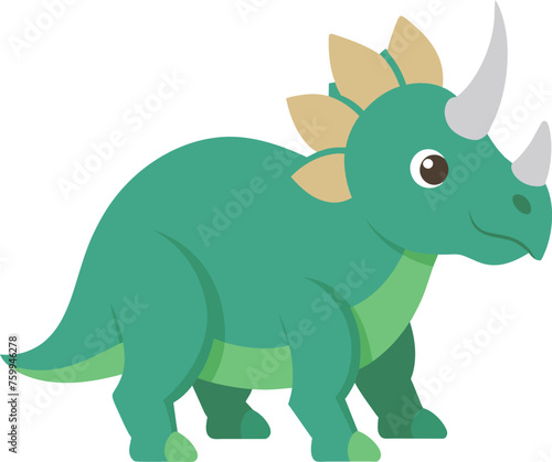 Cute Triceratops dinosaur cartoon style vector
