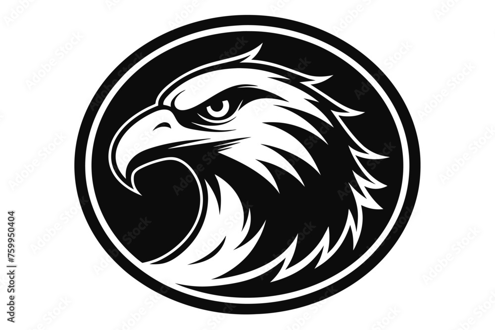 Obraz premium eagle head in round circle silhouette logo vector
