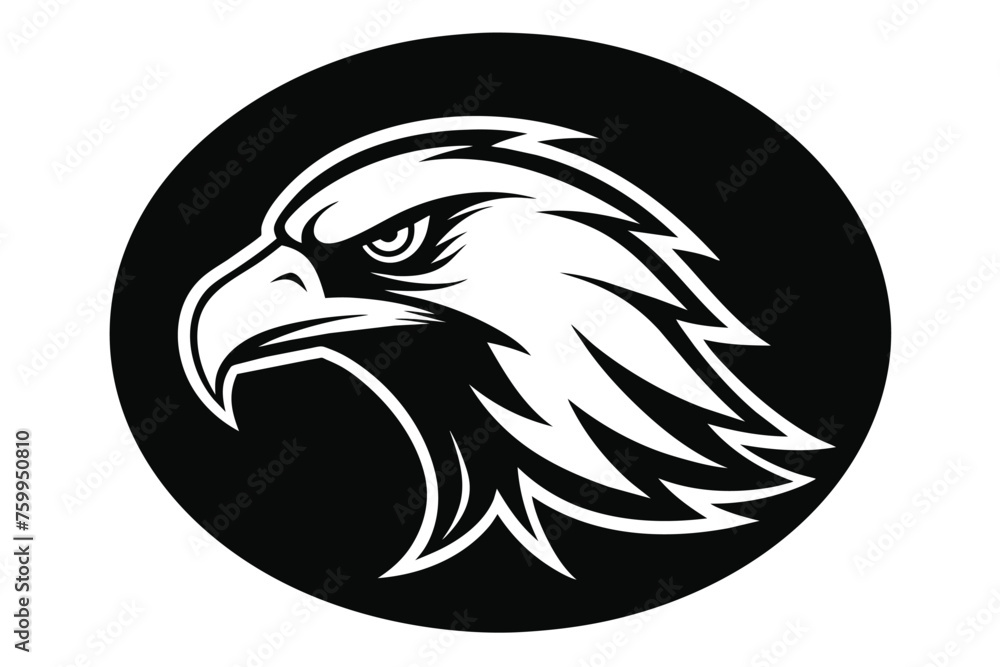 Naklejka premium eagle head in round circle silhouette logo vector