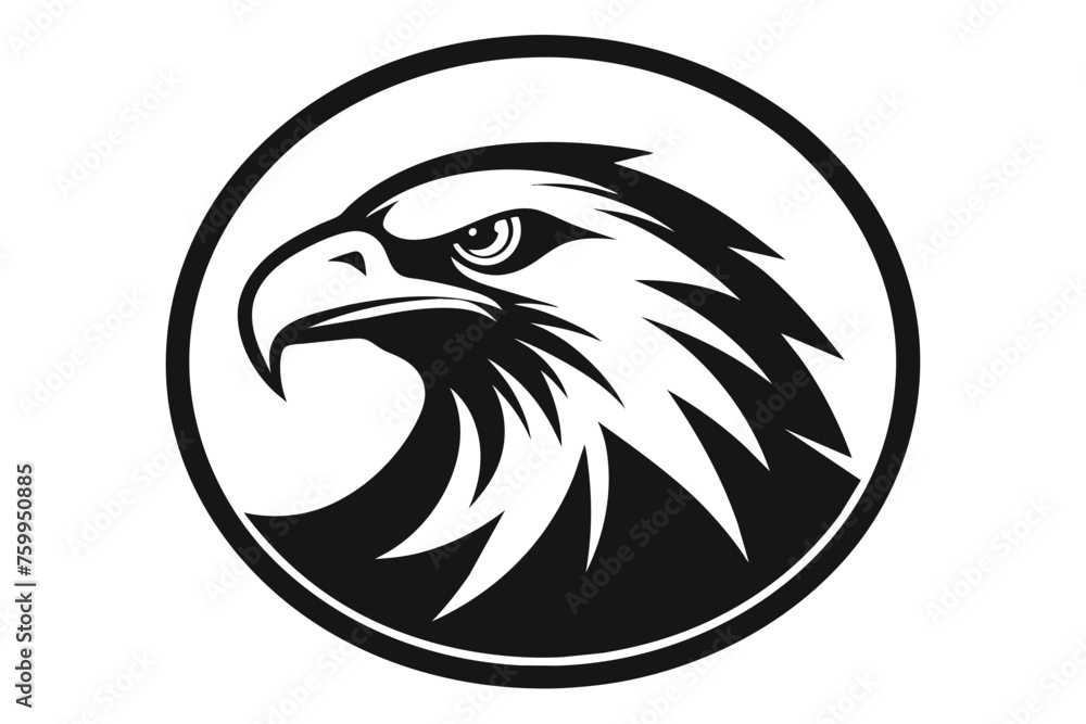 Obraz premium eagle head in round circle silhouette logo vector