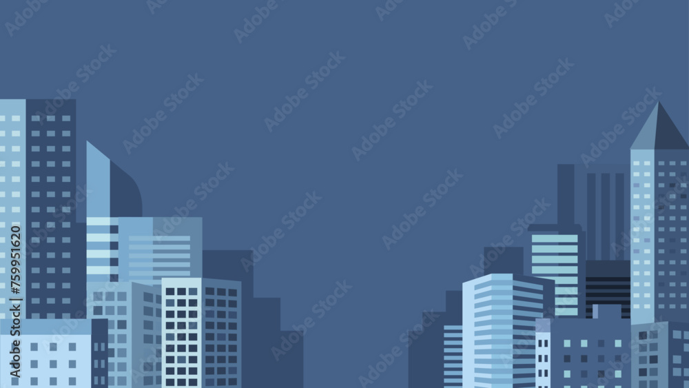Vector urban building skyline bakground illustration with building and house	