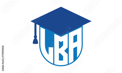 LBA initial letter academic logo design vector template. school college logo, university logo, graduation cap logo, institute logo, educational logo, library logo, teaching logo, book shop, varsity	
 photo