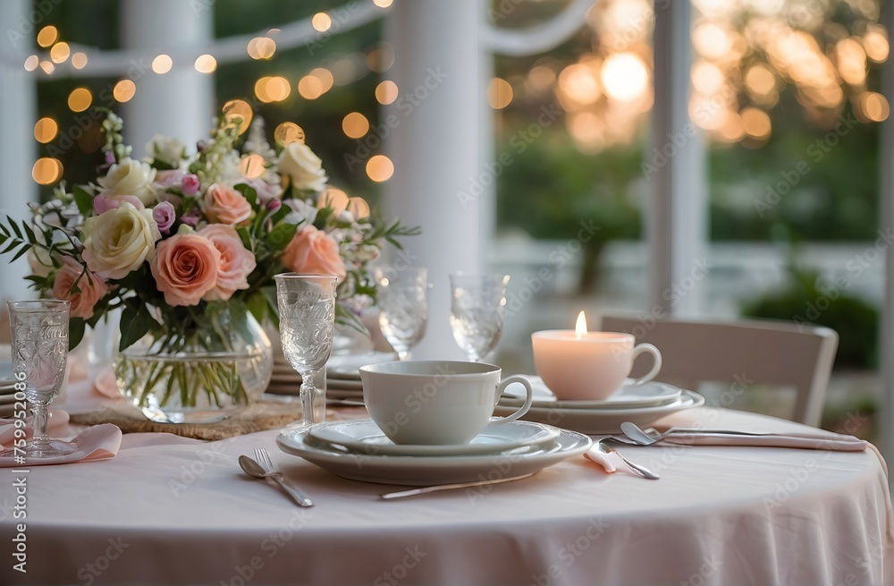 an elegant dinner table lit by candlelight an elegant dinner table lit by candlelight