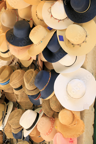Hats of straw in Omis, Croatia