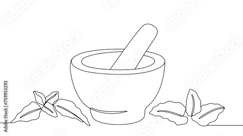 Mortar and medicinal herbs