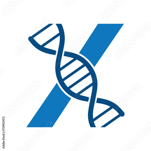 Initial Dna Logo combine with letter X vector template