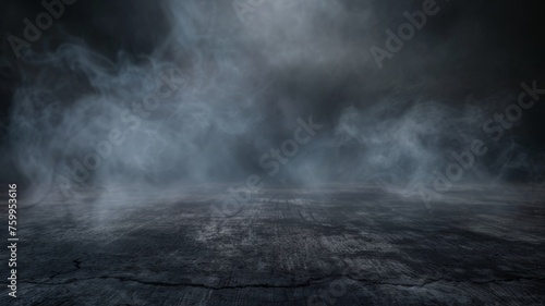 Texture of a dark concrete or stone surface with fog and smoke
